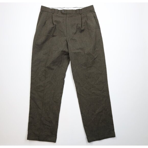 Vtg 90s Streetwear Mens 38x32 Rayon Gabardine Blend Knit Wide Leg Chino Pants